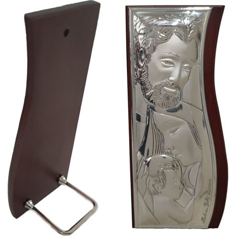 Icona sacra famiglia in argento 925 legno quadro idea regalo casa bomboniera bimbo bimba comunione cresima da poggiare appendere (1/5)