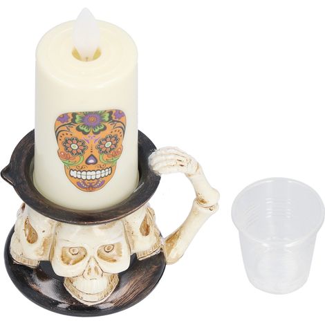 Dekorative elektrische Halloween-Kerze mit Totenkopfkopf, batteriebetrieben, aus strapazierfähigem PVC, für Partys und Bars. (1/5)
