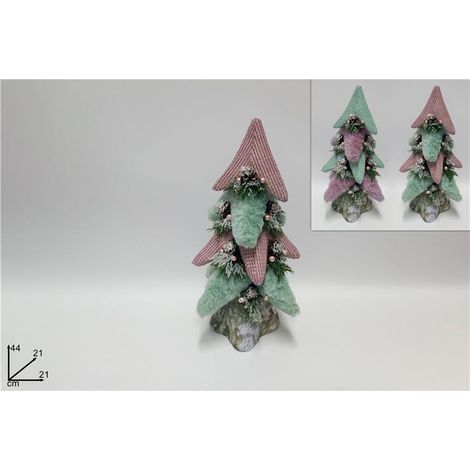 Decorazione Natalizia Albero di Natale con Pigne e Bacche con Cappello 44 cm