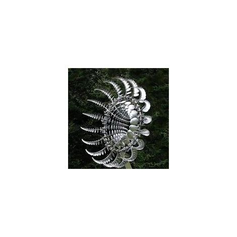 Moulin à Vent Unique et Magique en métal 3D en Acier Inoxydable, Facile à Installer, Sculpture cinétique avec Piquet en métal pour décoration de Jardin (1/5)