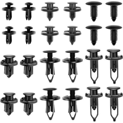 Rivet Clips Plastique Voiture, 200 Pcs Clips Voiture, Rivets Plastiques Fixation avec 6 Formes, Clips de Fixation Voiture,Rivets en Plastique Attaches,Agraphe Voiture pour Auto Panneaux Portes- (1/4)