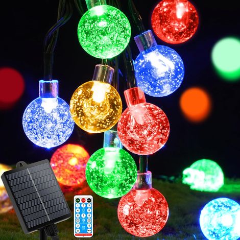Guirlande Lumineuse Globe, 10m 100 LEDs Guirlande Lumineuse à Pile avec Télécommande, 8 Modes D’Éclairage pour Intérieur/Extérieur, pour Noël, Jardin, Cour, Mariage, Fête (Blanc Chaud) (1/5)