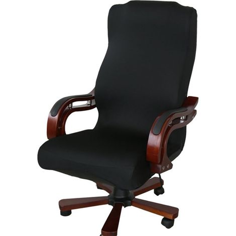 Housse De Fauteuil - Extensible Élastique En Polyester - Pour Fauteuil Pivotant Bureau Ordinateur - Noir - Taille L