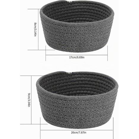 paniers de rangement en corde de coton tressé, accessoires de table à langer de salle de bain, organiseur de panier pour décoration de chambre enfant, jouets (gris)