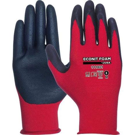 Guante nailon / licra con palma nitrilo microfoam, econit foam, rojo y negro, t-7 s (1/5)