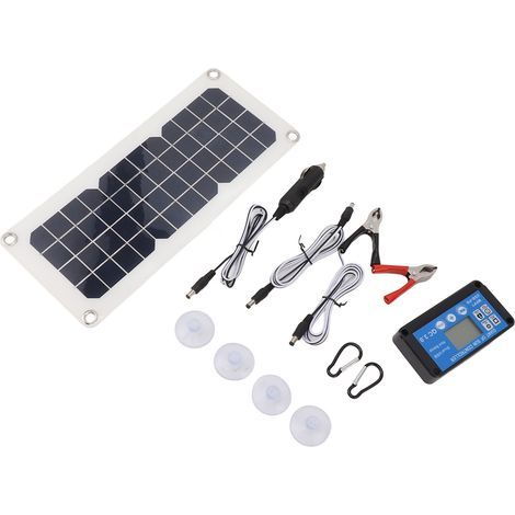 Kit de panneau solaire 30 W, double sortie USB 18 V/5 V, contrôleur 12 V/24 V pour véhicules de camping et de loisirs. (1/5)
