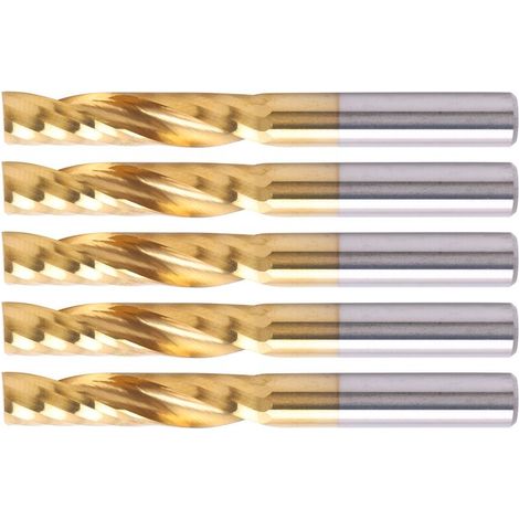 5 Pièces 6X28X55mm Professionnel CNC Fraise en Bout Métal Spirale Routeur Peu Accessoire pour Aluminium Laiton Cuivre Autres Métaux Non Ferreux A (1/5)