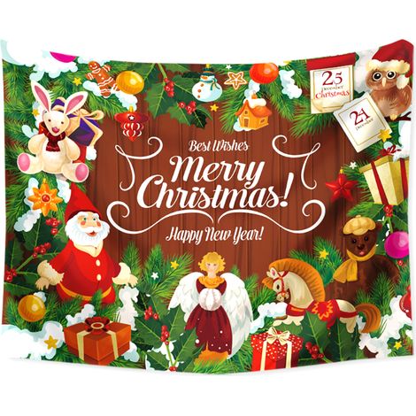Tapisserie murale sapin de Noël 70 x 100 cm avec Père Noël - Décorations de Noël multifonctionnelles pour couloir, salon et chambre (1/5)