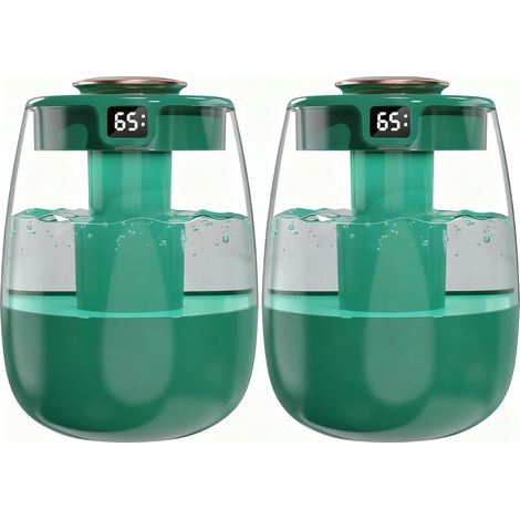 Lot de 2 humidificateur double jet, humidificateur USB silencieux 1,2 L avec affichage numérique, 3 modes et veilleuse, pour voiture, chambre, vert (1/5)