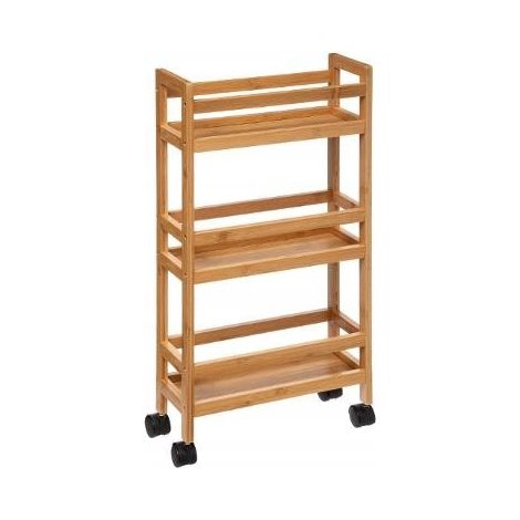 Natura Regal auf Rollen, 3 x Bambusregale