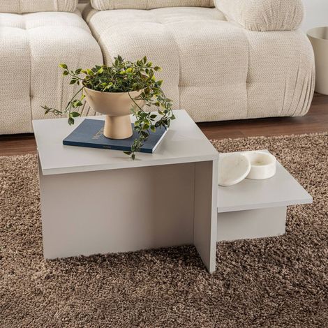 Dmora - Mesa de café Cantello, Mesa de centro baja, Revistero para sofá, Estante de la sala de estar, 80x40 h40 cm, Gris (1/5)