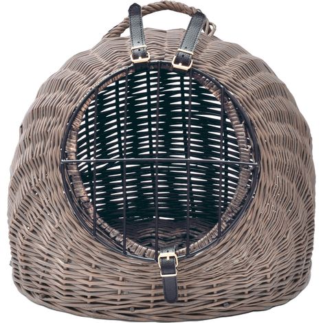 Aumüller Katzenhöhle/Transportkorb aus Vollweide, Vintage Grau/Braun - 50 cm