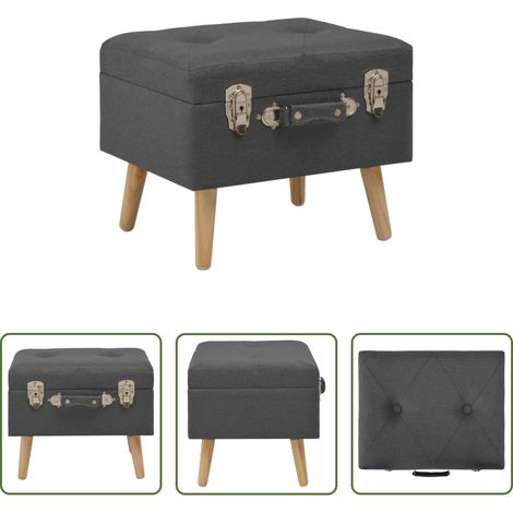Tabouret en polyester - Tabouret de rangement 40 cm Gris foncé Tissu (1/5)
