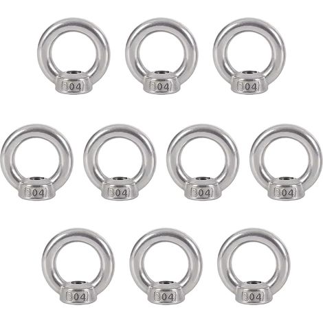 Écrous à œil M8 en acier inoxydable 304 résistants corrosion pour levage suspension lot de 10 (1/5)