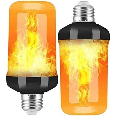 Ampoules LED E27 effet flamme, lot de 2, avec capteur de gravité, lumières clignotantes pour Halloween, intérieur/extérieur/bar/fête (1/5)