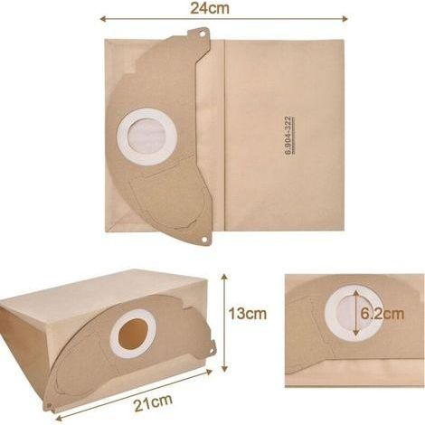 15 Staubsaugerbeutel für Kärcher WD2 MV2 6.904-322.0 WD 2.200 WD2250 A2004 A2054 A2099 Ersatz-Papierfilterbeutel für Nass- und Trockensauger, Beutel für Kärcher WD2 Premium-Zubehör H312 (1/4)