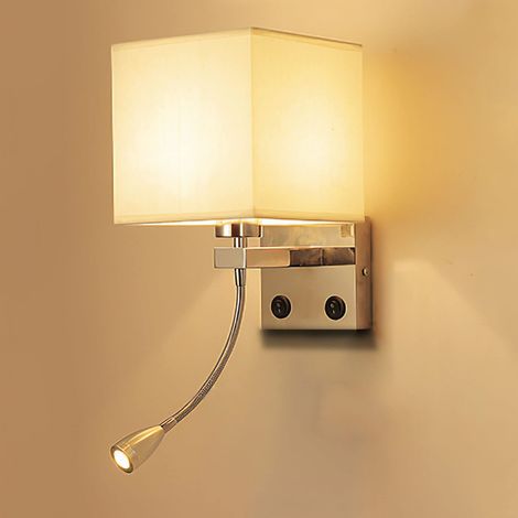 Applique de Chevet, LED Flexible Liseuse Bras Oscillant Titulaire E27 Veilleuse Murale (N'inclut pas les Ampoules) (1/5)