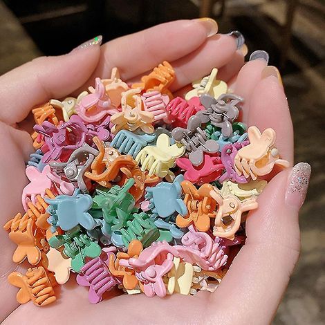 50 Mini-Haarspangen, kleine Haarspangen für Kinder, verschiedene Farben, zum Befestigen des Ponys, Haaraccessoires für Mädchen – Hase (1/5)