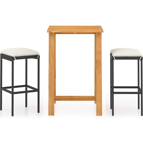 Maison Exclusive - Set Bar da Giardino 3 pz con Cuscini Nero (1/5)