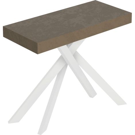 Consolle Allungabile 90-196x40x77 cm Saki Small Premium Tortora Gambe Bianche