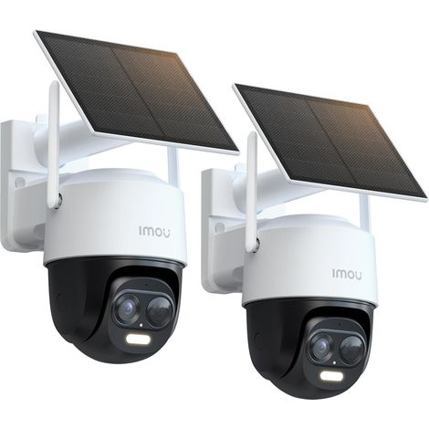 Lot 2 Caméra Surveillance WiFi Exterieure sans Fil Solaire, 2.4GHz Caméra Solaire Exterieur 360° PTZ, Batterie 5000mAh, Détection de Personnes/Véhicules,Vision Nocturne Couluer,IP65,Mode Privé (1/5)