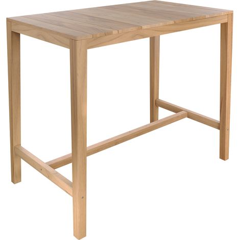 Table de bar d'extérieur 120 cm en bois de teck massif - TUNGA