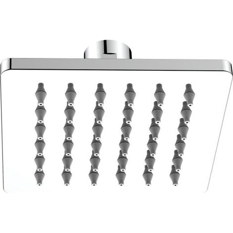 Idro Bric soffione doccia quadrato Atene, acciaio inox cromato, anticalcare, effetto pioggia, snodabile, attacco 1-2'', 10x10 cm