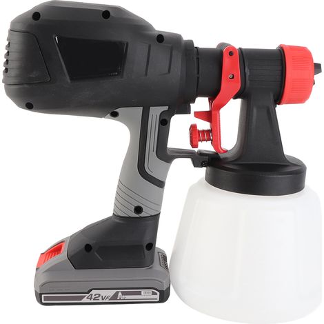 Pulvérisateur de peinture électrique 21V, réservoir 1200ml, pistolet à peinture rapide avec 4 buses pour maison, meubles et véhicule (1/5)