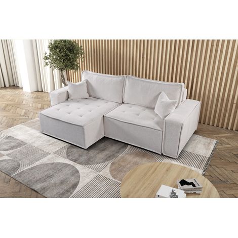 L-förmiges Bohoo-Ecksofa mit Schlaffunktion Hellbeige Links (1/5)
