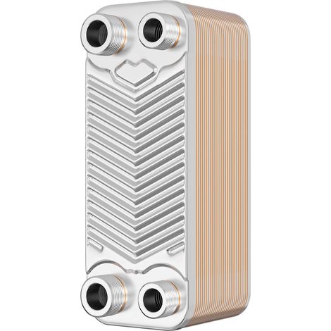 Wiltec Échangeur de chaleur thermique avec 30 plaques – 191 x 73 x 862 mm – max. 66 kW – 0,54 l par passe – en Acier inoxydable – pour Eau Solaire