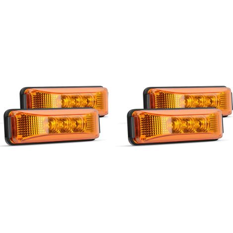 Serie de 4 piezas de 3,9 pulgadas, 3 LED, luz indicadora lateral delantera y trasera para camión/remolque.