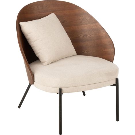 Fauteuil Lounge Design "Lone" 81cm Marron & Beige