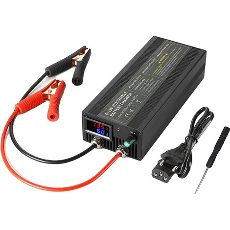 Chargeur de batterie au lithium, 12V, courant réglable, 60A avec clip multi, prise EU (1/2)