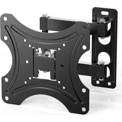 Support TV Mural Inclinable Et Orientable 26-55 Pouces VESA 200x200 Acier Noir Charge 30kg Salon