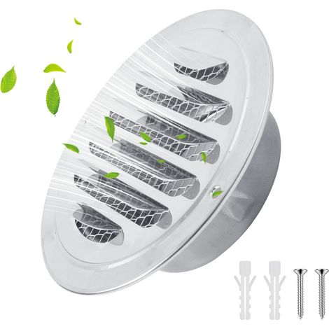 80mm Grille d'aération en acier inoxydable avec vis et chevilles Ronde (1/5)