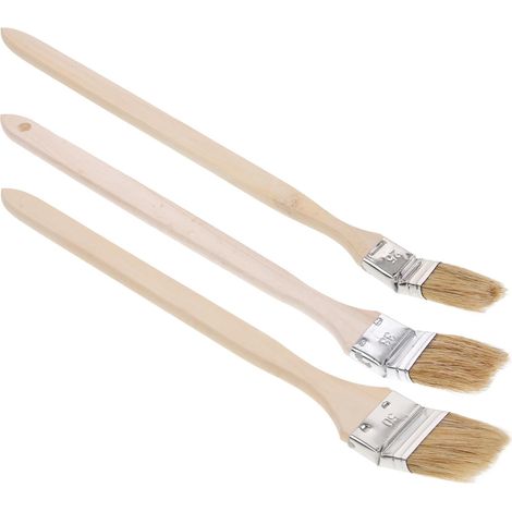 Lot De 3 Pinceaux CourbéS pour Peinture Murale Pinceau Peinture À Manche en Bois Pinceaux pour Murs Et Meubles pour Retouches Et Travaux De PréCision (1/5)