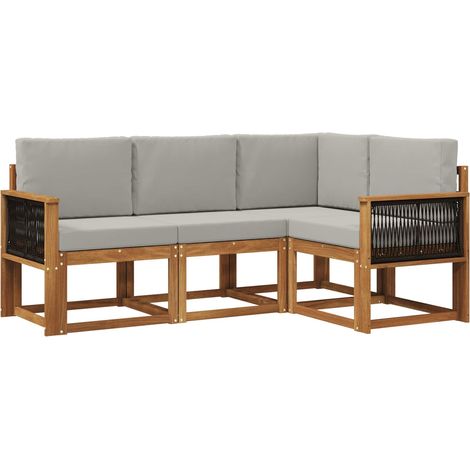 Outdoor Sofa Set 4 pcs Natural and Light Grey Polyester vidaXL (1/5)