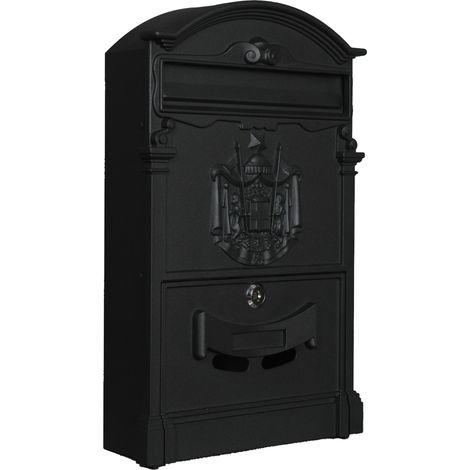 cassetta postale mod regia posta in alluminio nero cm 26x9x41h portalettere buca (1/5)