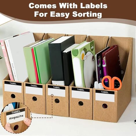 10-teiliges Zeitschriftenhalter-Set mit 10 Etiketten, A4-Papieraufbewahrungsbox, Dokumentenablage fürs Büro, Kartonorganizer für Schreibwaren, Zeitschriften, Bücher, Akten und Ordner (1/4)