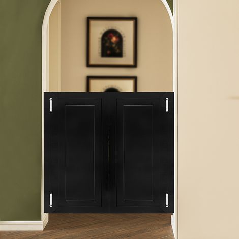 【Maison connectée】Porte battante en bois massif pour salon, comptoir, clôture, demi-porte avec charnières à pour cuisine, magasin, entrée, pub, porte de séparation(9090cm) (1/5)
