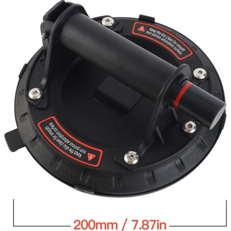 NALOOKAMIC Ventouse à Vide Industrielle de 8 Pouces, capacité de Charge de 200 kg, élévateur à Vide Robuste for Outils de Levage Manuel de Carreaux et de Verre Ventouse Carrelage(noir,1PCS) (1/3)