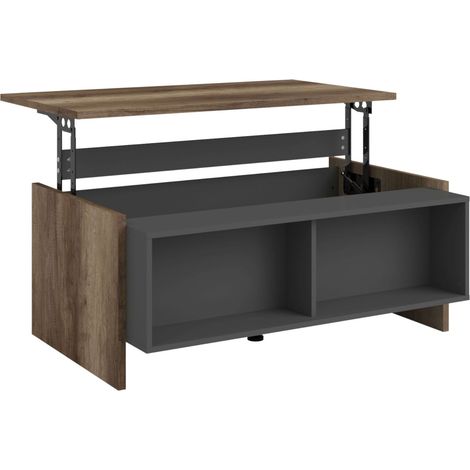 Table basse relevable Opec pour salon, salle à manger et salle familiale, chêne et gris, 110 x 47 x 65 cm (1/5)