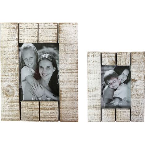 2 Stück Holzbilderrahmen Weiß Shabby Look-M980174+M980175 (1/2)