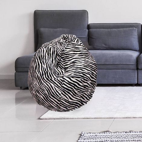 Talamo Italia Sackpouf mit "Zebra"-Muster, schwarz-weiß, Maße 80 x 120 x 80 cm (1/3)