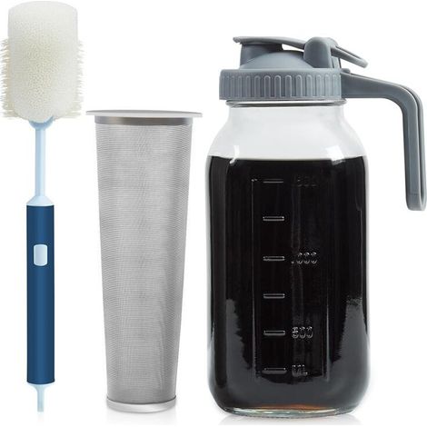 1,9-Liter-Einmachglas für Cold-Brew-Kaffeemaschinen, dicker und robuster Glasdeckel mit Klappverschluss und Griff