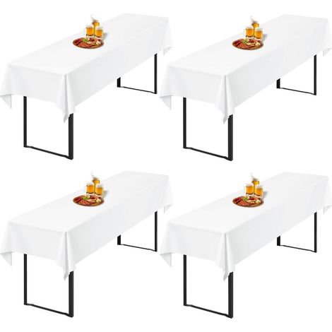 4er Set Biertischdecken 250x100cm Weiß, pflegeleicht & waschbar