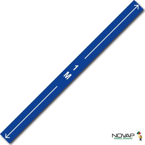 Bande 1m avec flèche - Bleu - spécial sol - 1000x70 mm - 4008127