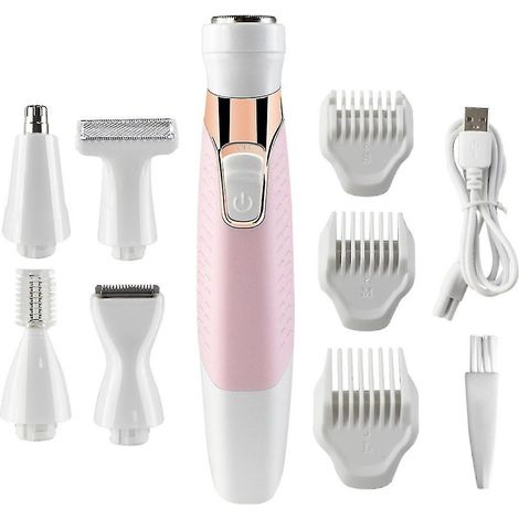 Tondeuse maillot femme, rasoir électrique 5 en 1, épilateur rechargeable, rasage indolore pour le maillot, le nez, les aisselles, les sourcils et le visage. (1/5)