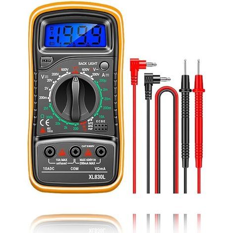 Digital Multimeter Voltmeter - Multimètre Numérique - Voltmètre avec Double Fusibles - Multimètre Portable avec Affichage LCD Tension AC/DC/DC, Résistance, Continuité, Fréquence (1/4)