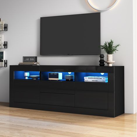 TV Möbel Schrank 160 cm mit LED Stauraum Schwarz OKMYHOME (1/5)